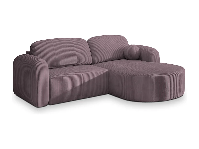 Canapé d'angle AMILIA Parme en velours côtelé avec fonction de couchage