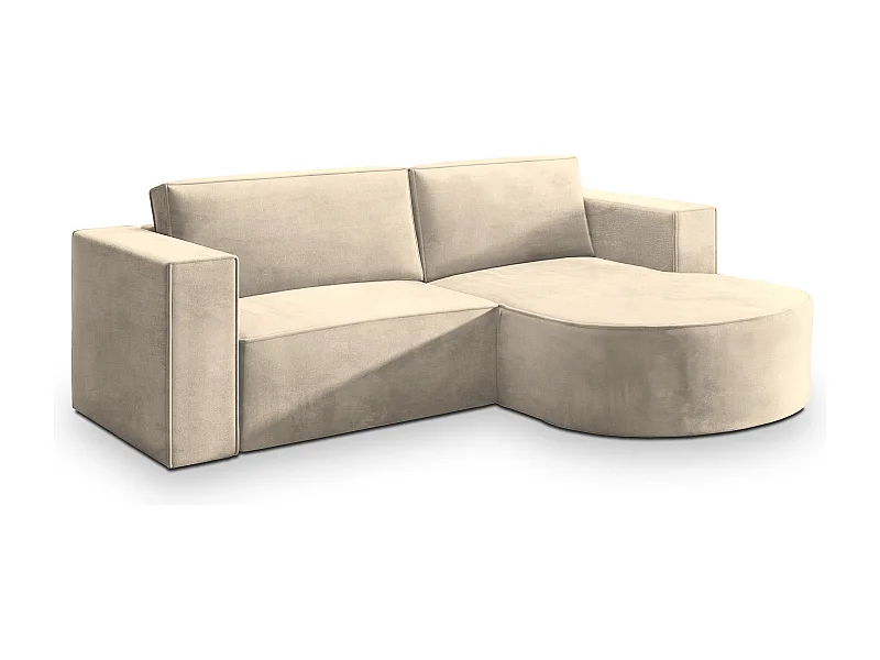Canapé d'angle SORELA Crème en velours avec fonction de couchage