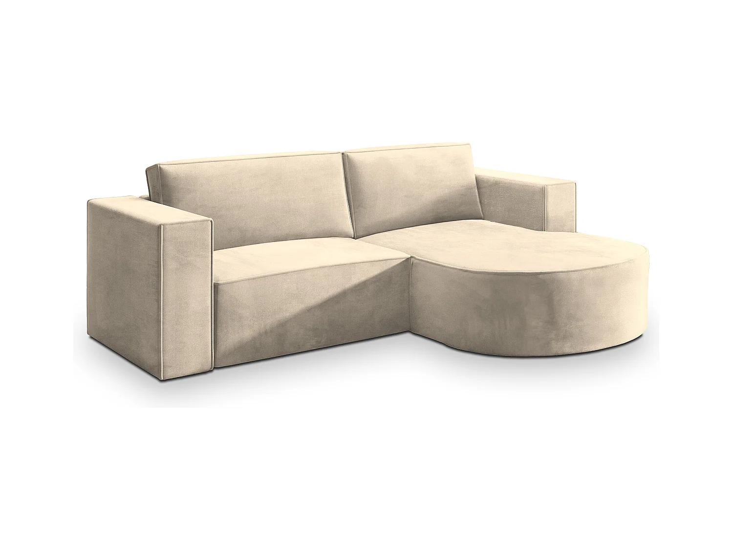 Canapé d'angle SORELA Crème en velours avec fonction de couchage