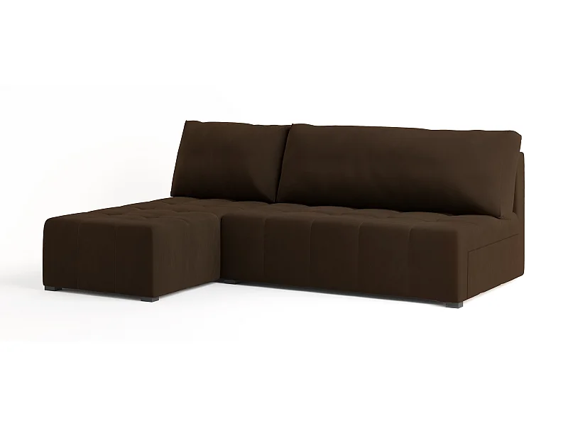 Canapé d'angle DOMIRA Marron en peluche avec fonction de couchage
