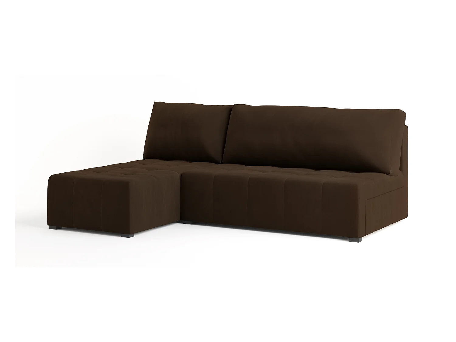 Canapé d'angle DOMIRA Marron en peluche avec fonction de couchage