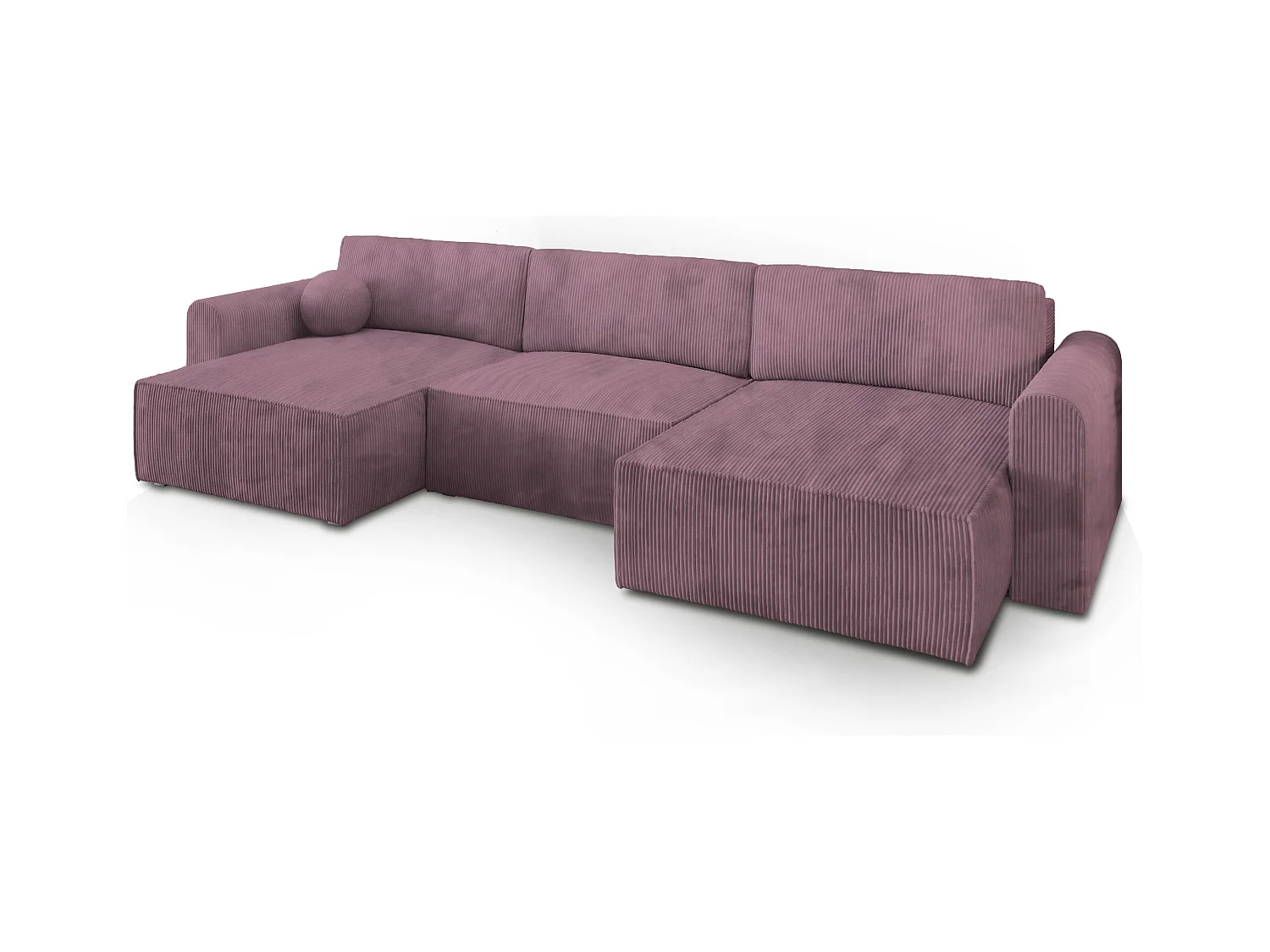 Canapé d'angle FENTO Parme en velours côtelé avec fonction de couchage
