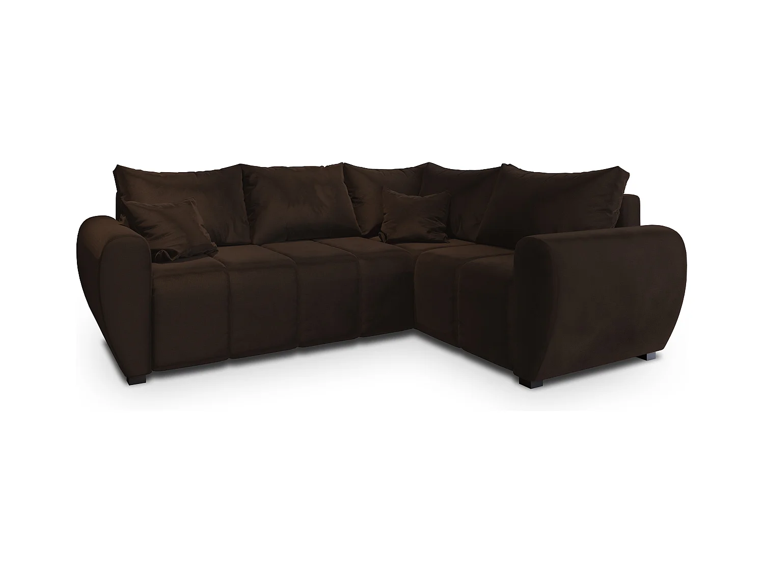 Canapé d'angle MADISON Marron en peluche avec fonction de couchage