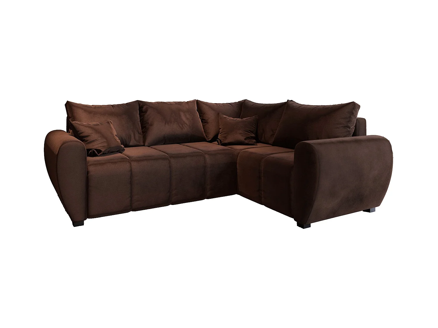 Canapé d'angle MADISON Marron en peluche avec fonction de couchage