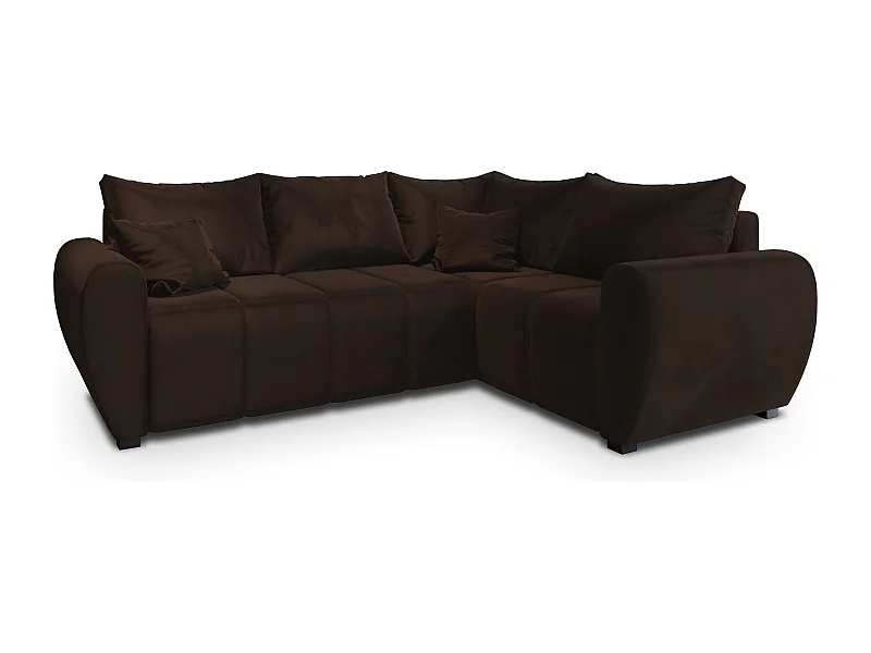 Canapé d'angle MADISON Marron en peluche avec fonction de couchage