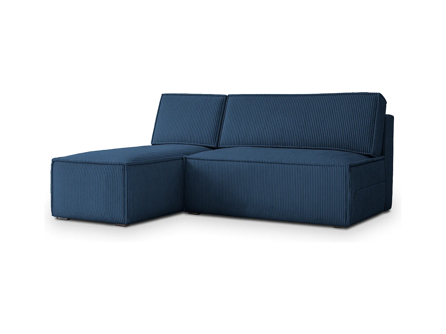 Canapé d'angle BRISO Bleu en velours côtelé avec fonction de couchage