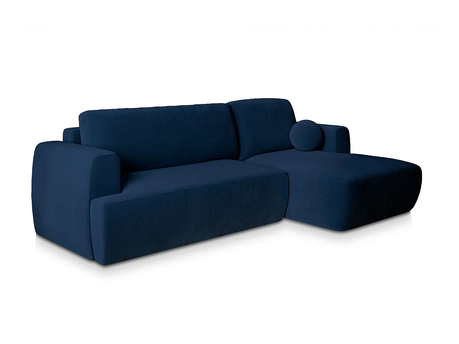 Canapé d'angle SENTI Bleu en peluche avec fonction de couchage