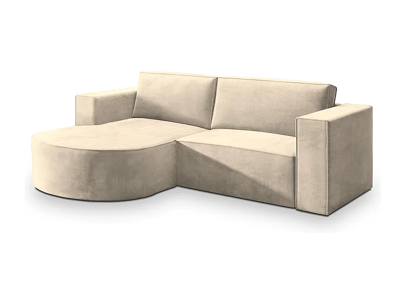 Canapé d'angle SORELA Crème en velours avec fonction de couchage