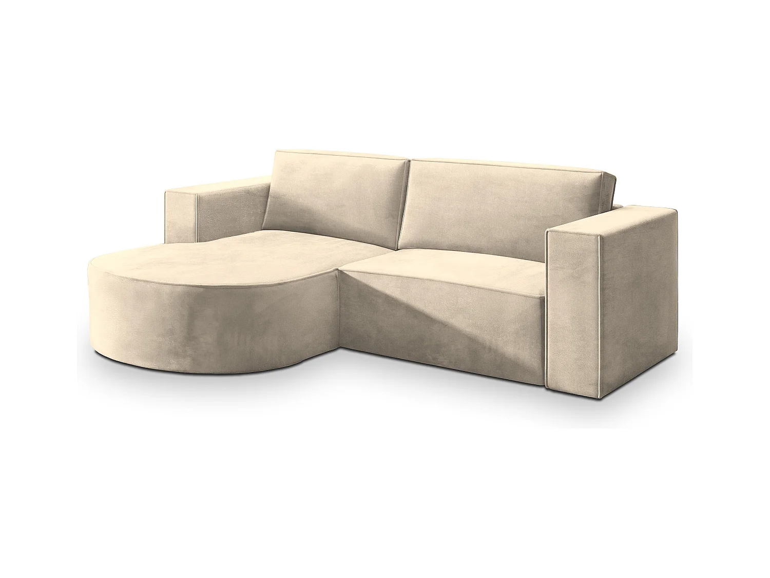 Canapé d'angle SORELA Crème en velours avec fonction de couchage