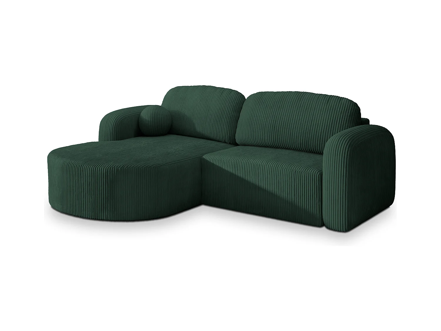 Canapé d'angle AMILIA Vert en velours côtelé avec fonction de couchage