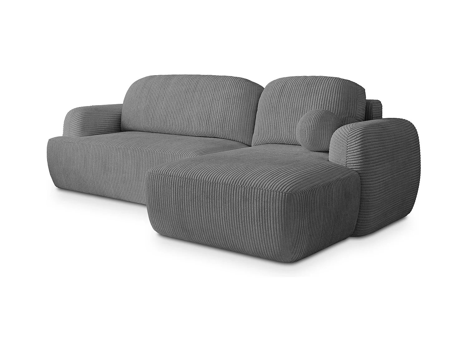 Canapé d'angle MODENZA Gris en velours côtelé avec fonction de couchage