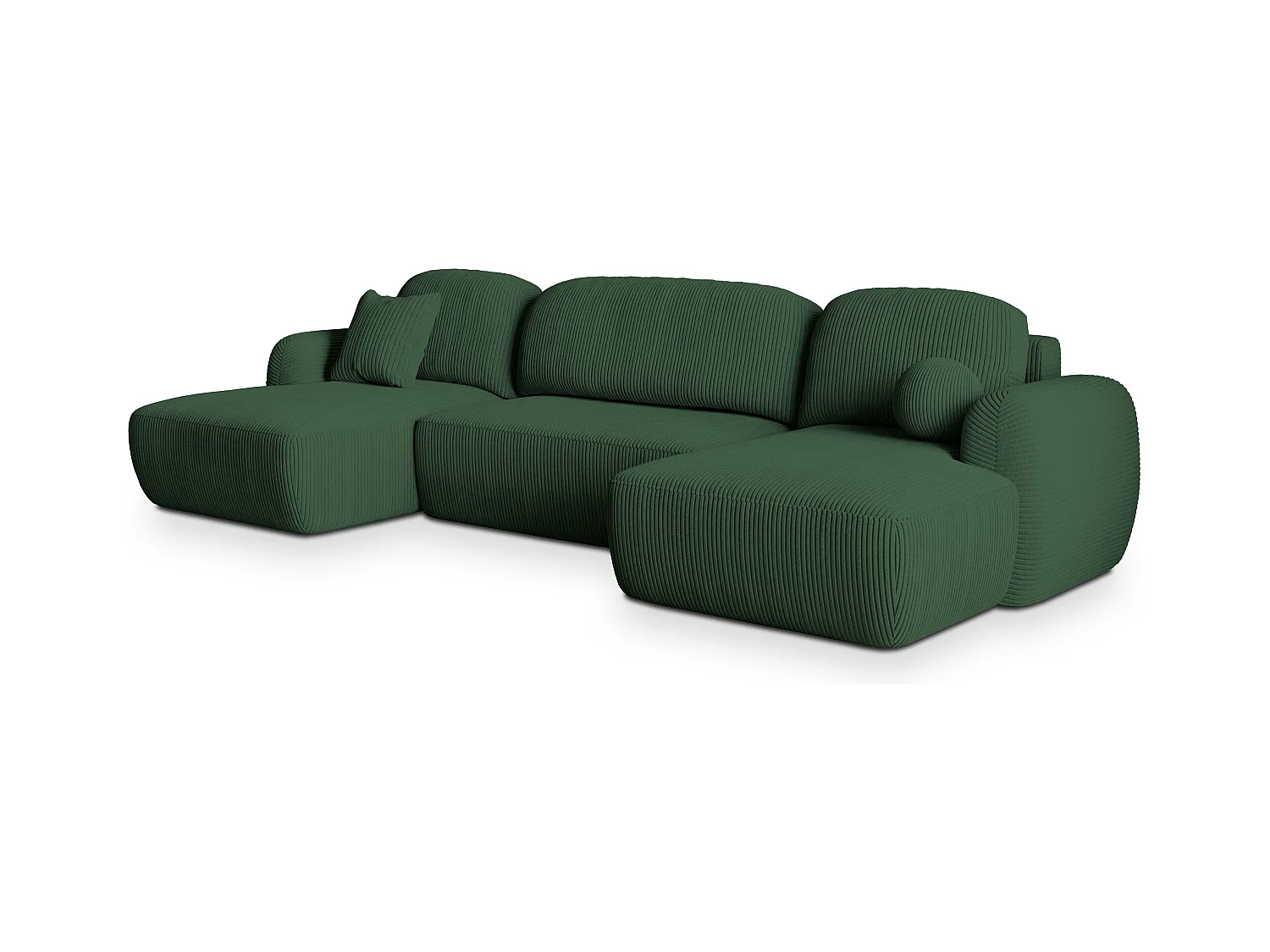 Canapé d'angle SAVONA Vert en velours côtelé avec fonction de couchage