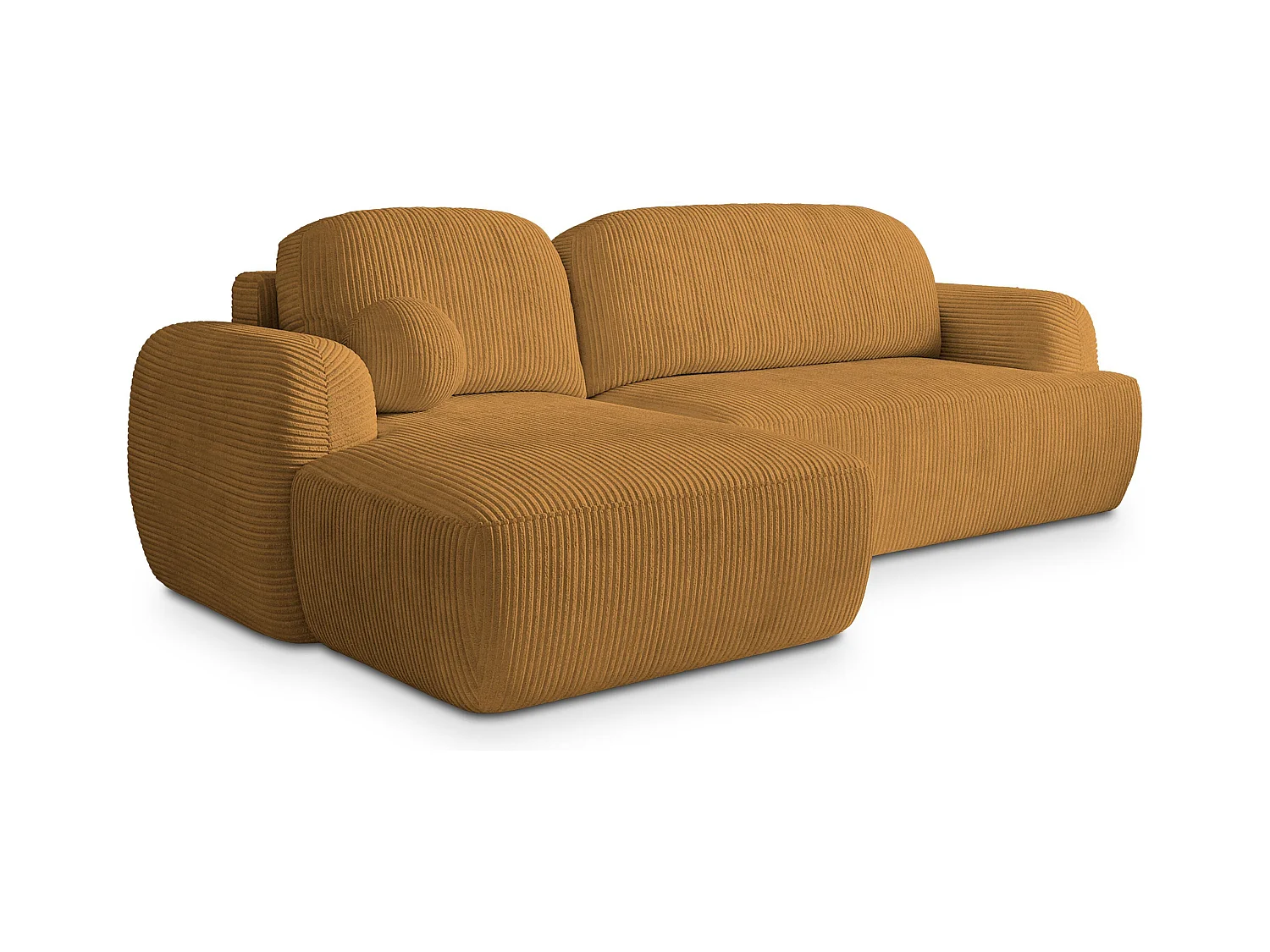 Canapé d'angle MODENZA Jaune en velours côtelé avec fonction de couchage