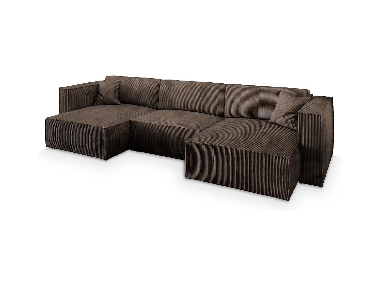 Canapé d'angle SARMO Marron en velours côtelé avec fonction de couchage