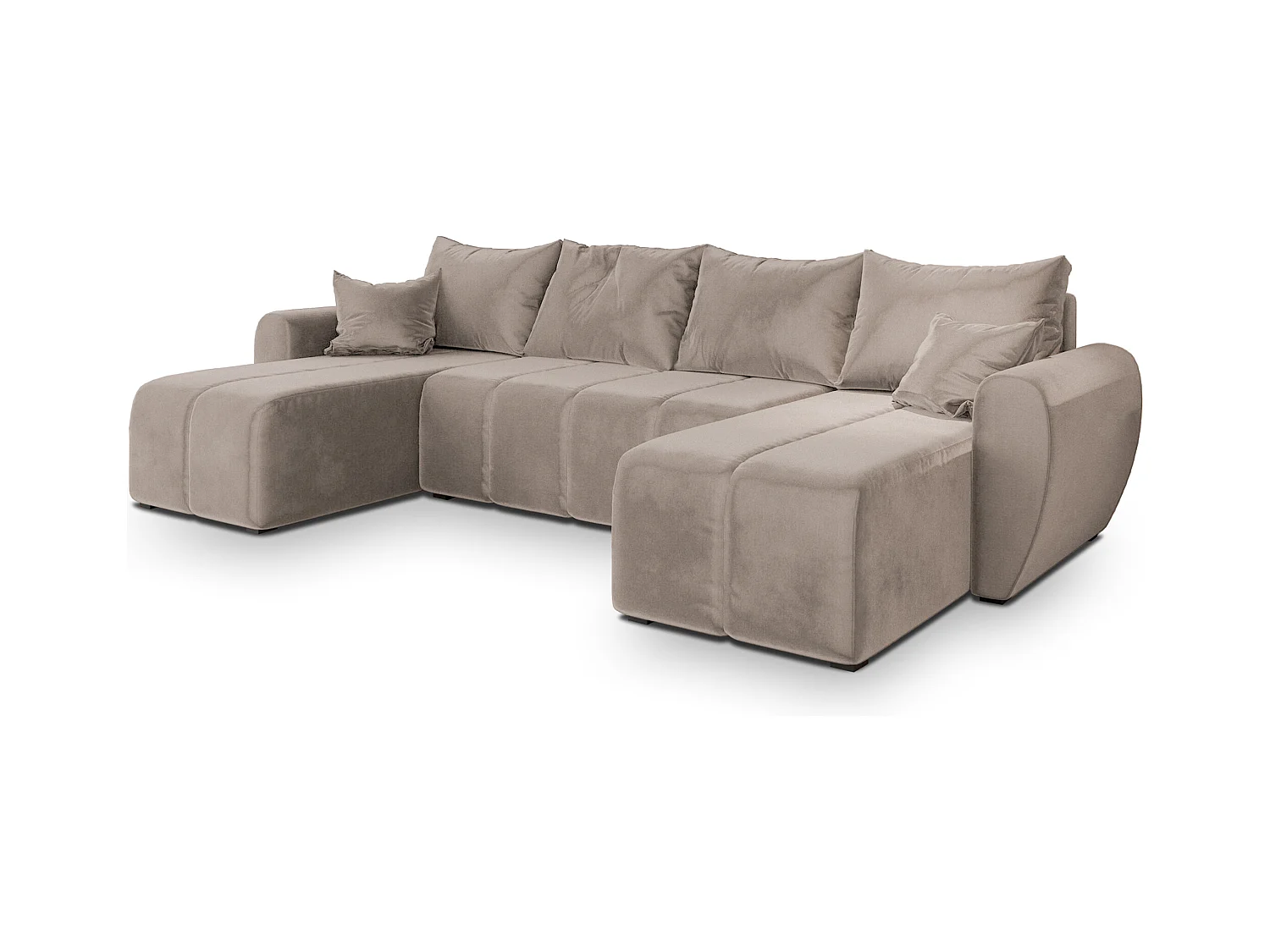 Canapé d'angle MADISON Beige en peluche avec fonction de couchage