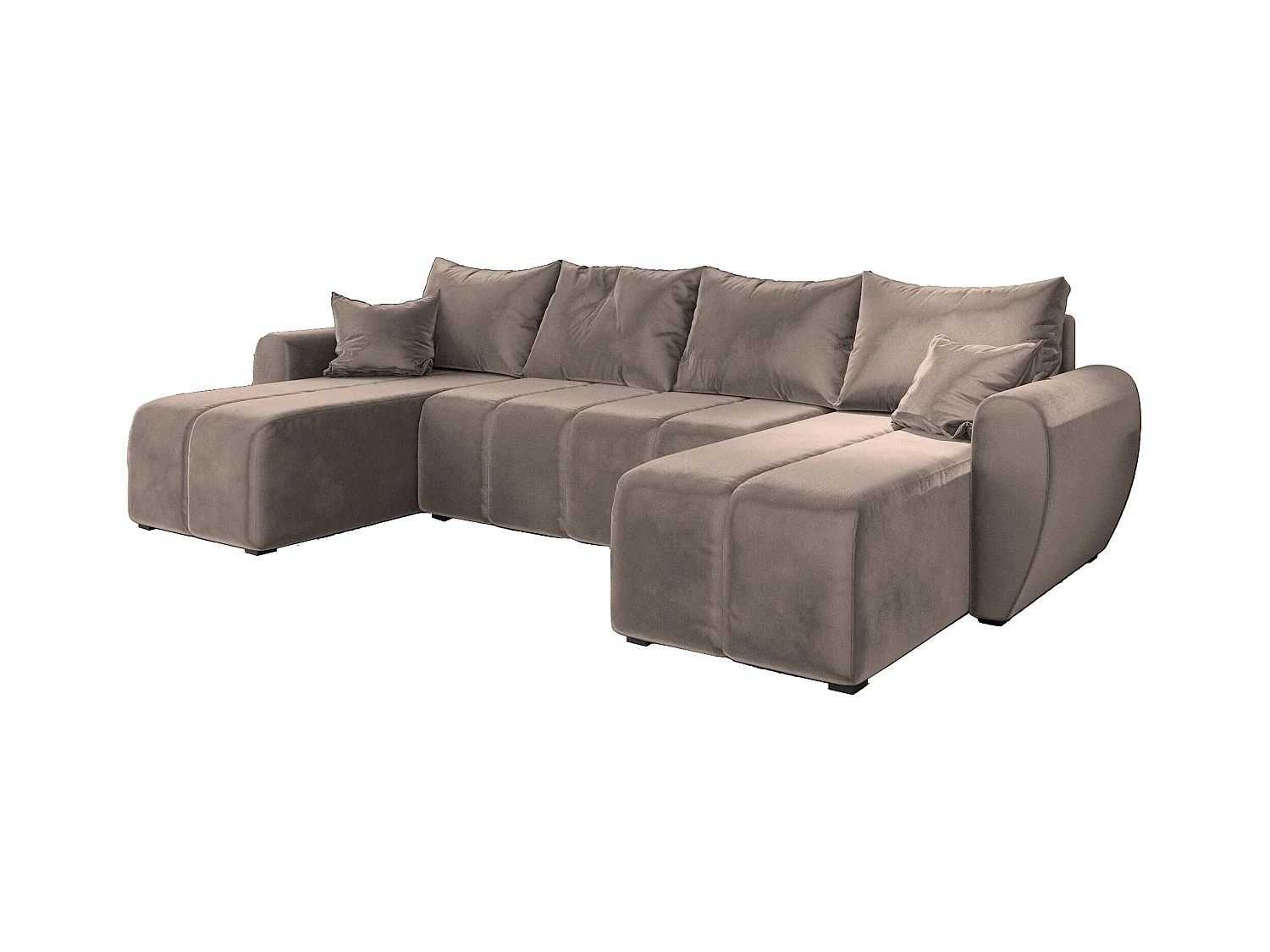Canapé d'angle MADISON Beige en peluche avec fonction de couchage