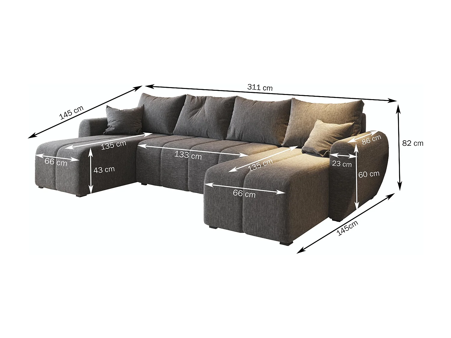 Hoekbank MADISON van fluweel met slaapfunctie Beige