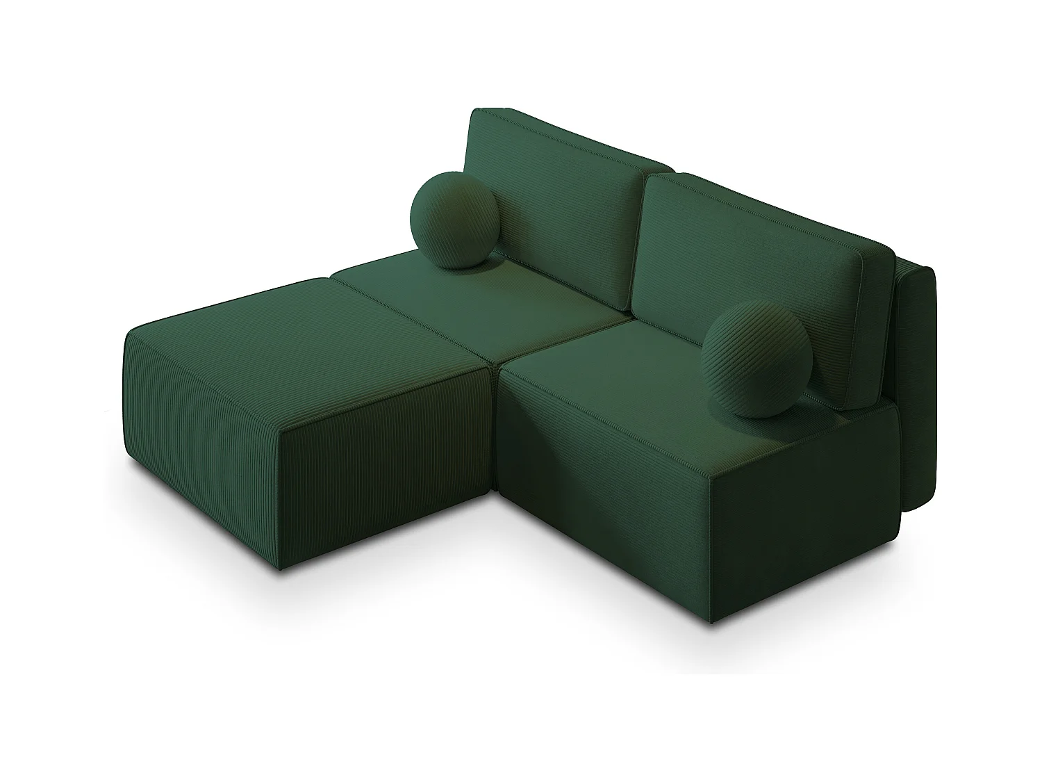 Canapé d'angle VARNA Vert en velours côtelé avec fonction de couchage