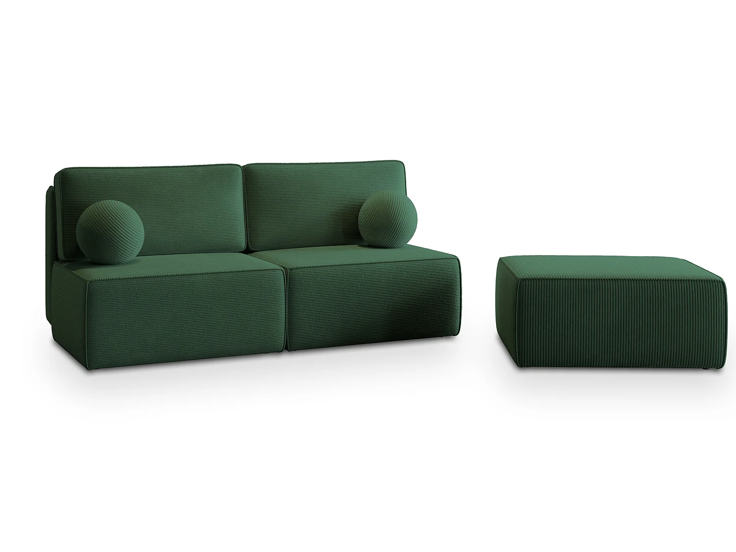 Canapé d'angle VARNA, avec fonction de couchage, velours côtelé Vert
