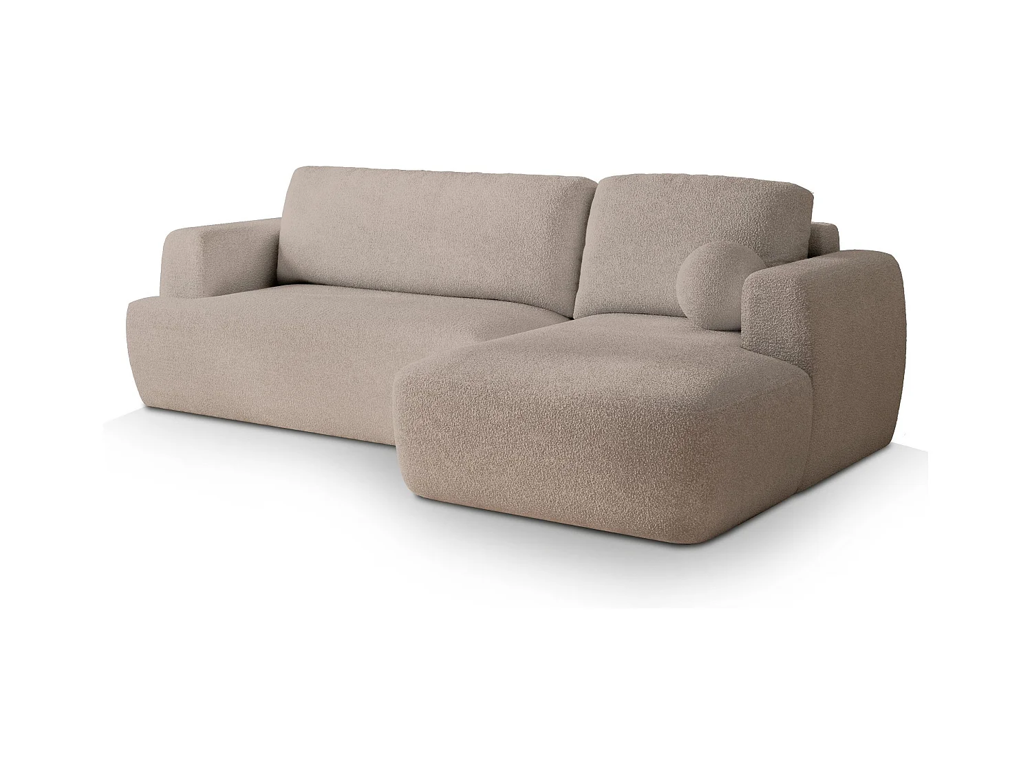 Canapé d'angle SENTI Beige en bouclé avec fonction de couchage