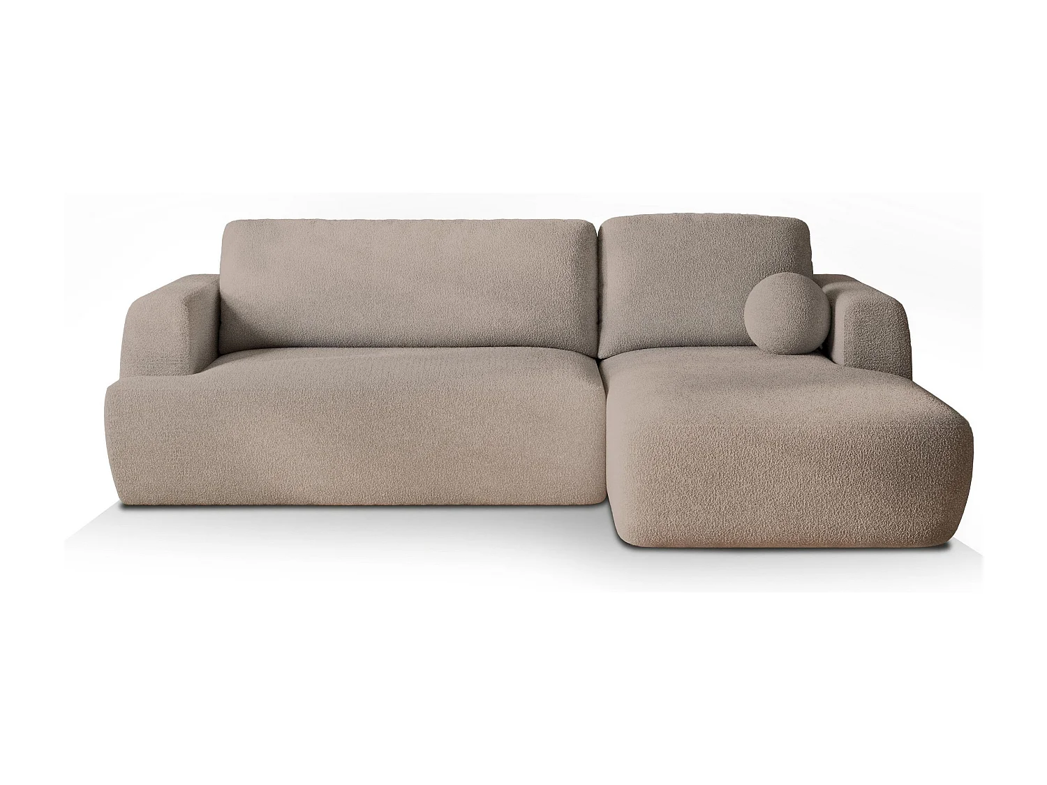 Canapé d'angle SENTI Beige en bouclé avec fonction de couchage