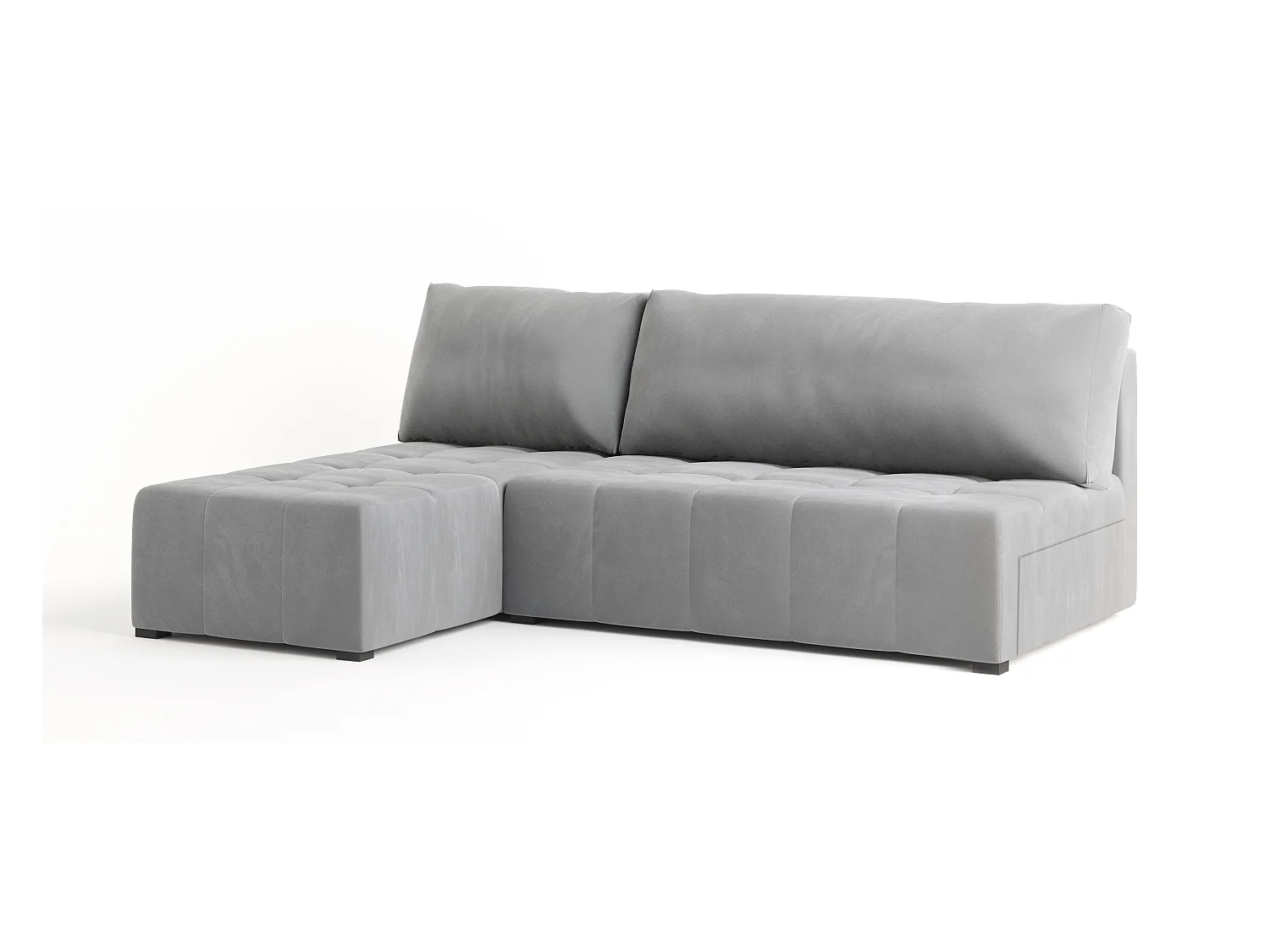 Canapé d'angle DOMIRA Gris clair en peluche avec fonction de couchage
