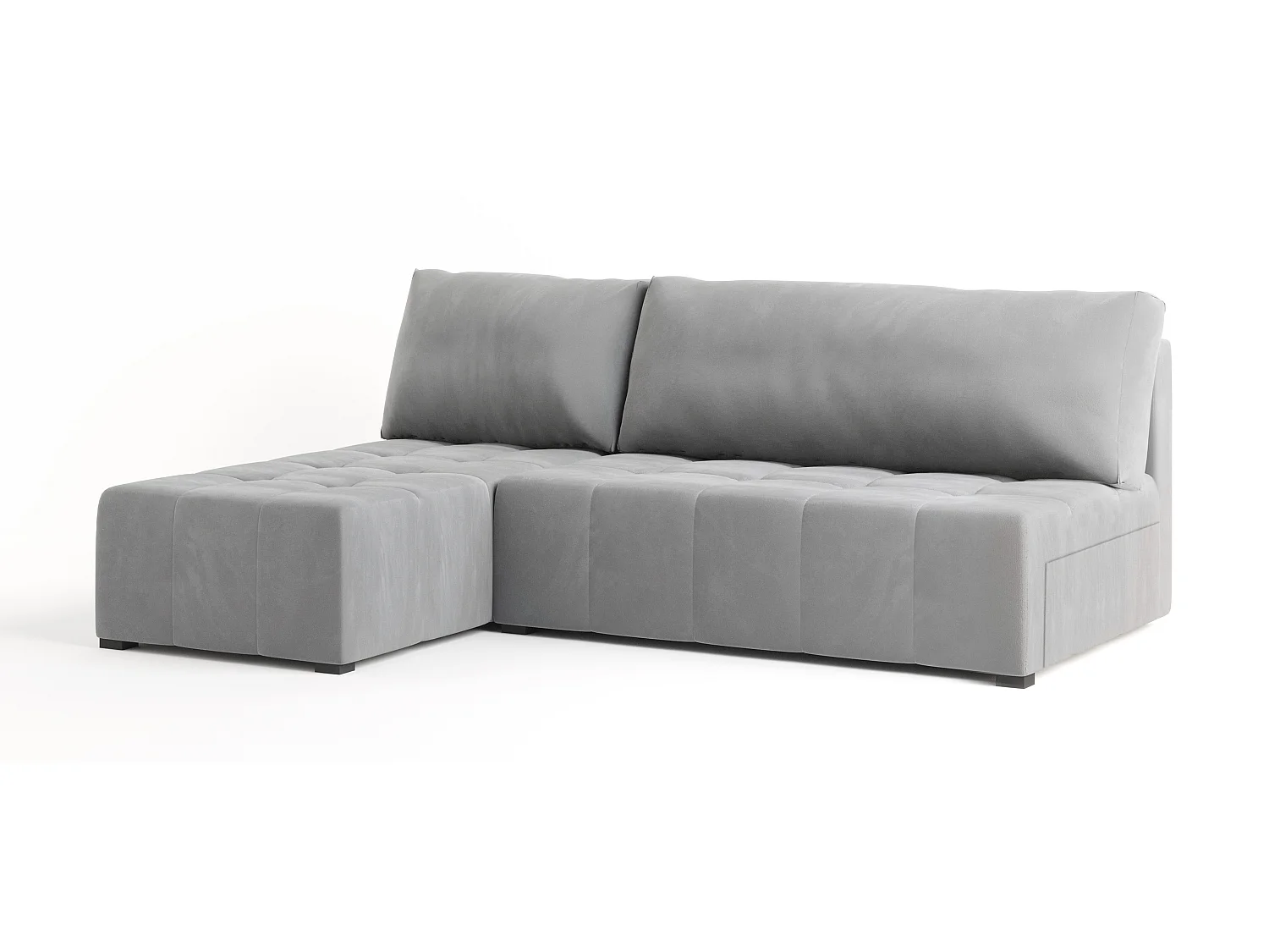 Canapé d'angle DOMIRA Gris clair en peluche avec fonction de couchage