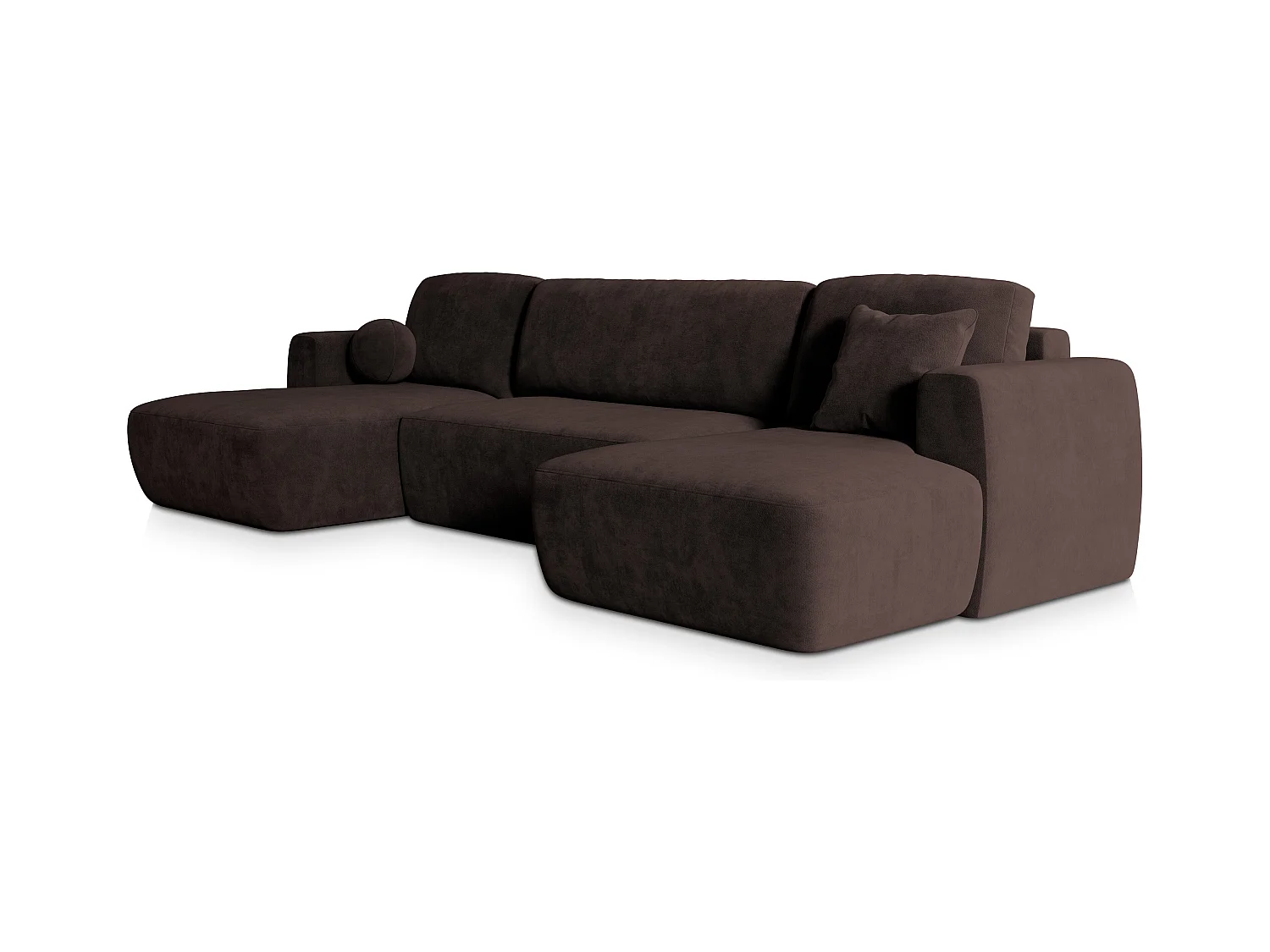Canapé d'angle SENTUM Marron en peluche avec fonction de couchage