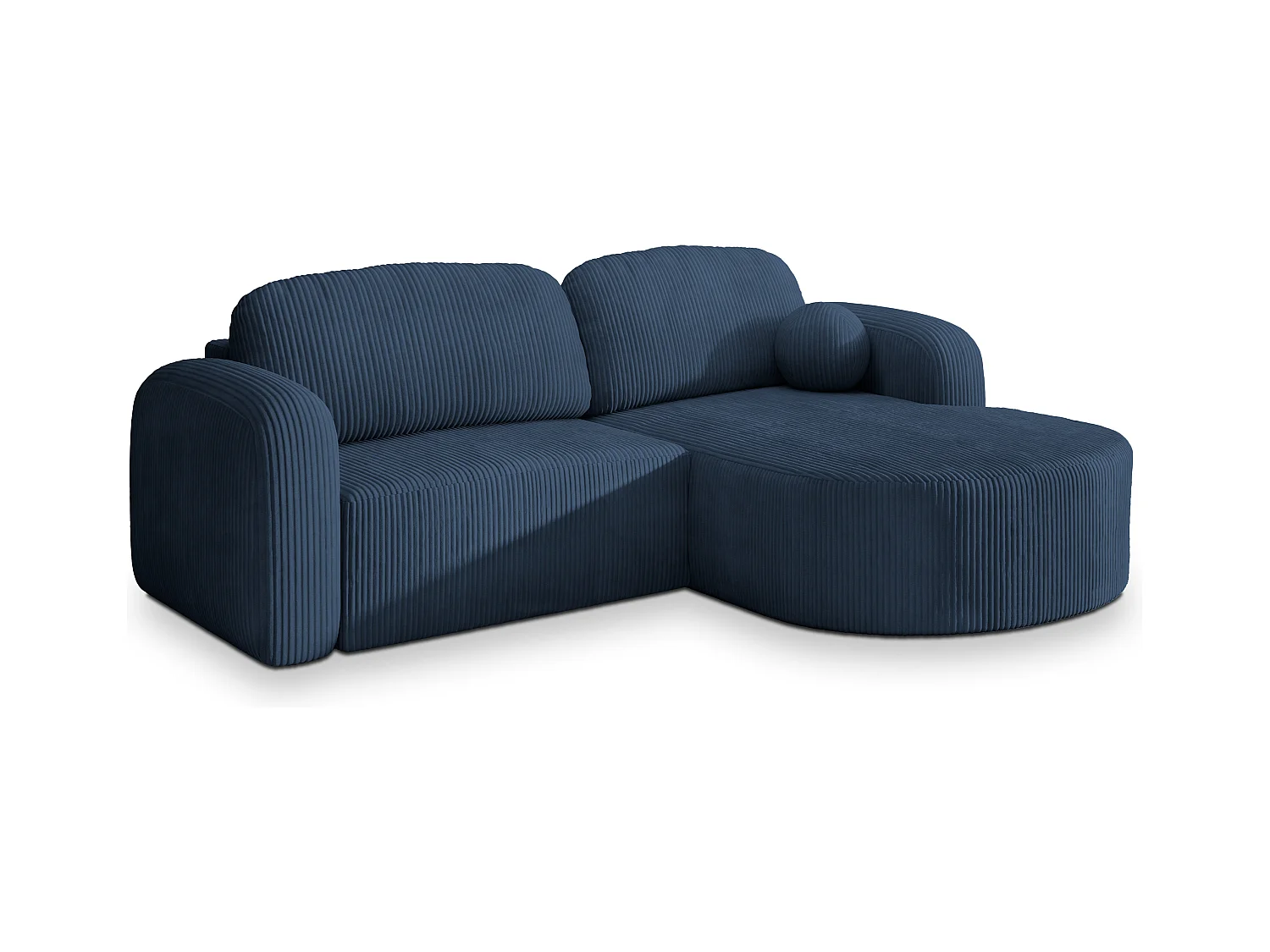 Canapé d'angle AMILIA Bleu en velours côtelé avec fonction de couchage