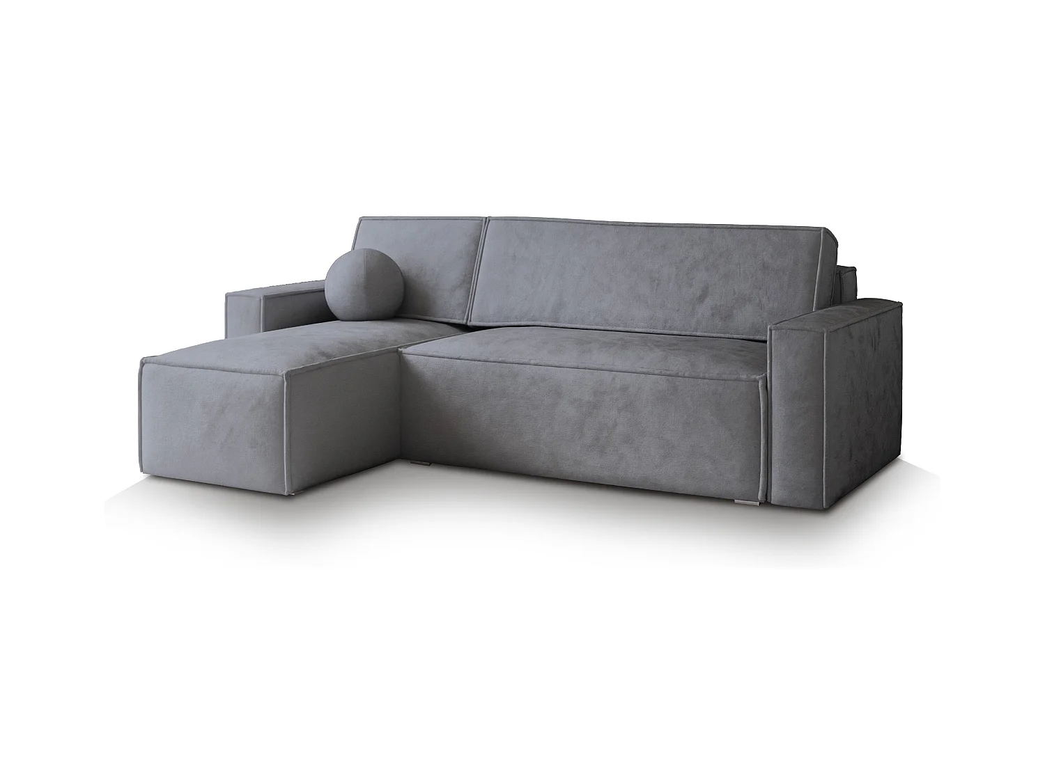 Canapé d'angle RAVELO Gris en velours avec fonction de couchage