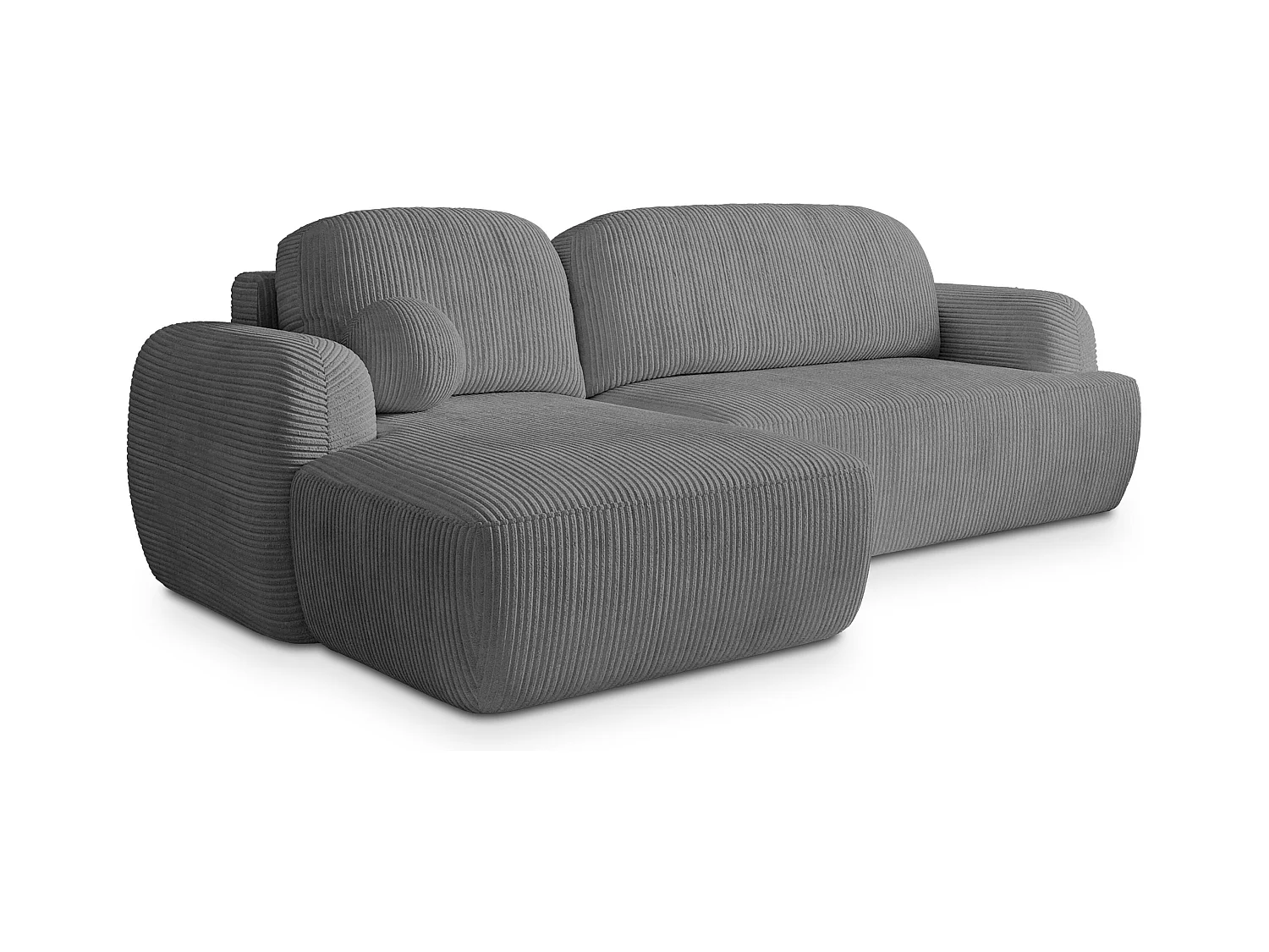 Canapé d'angle MODENZA Gris en velours côtelé avec fonction de couchage