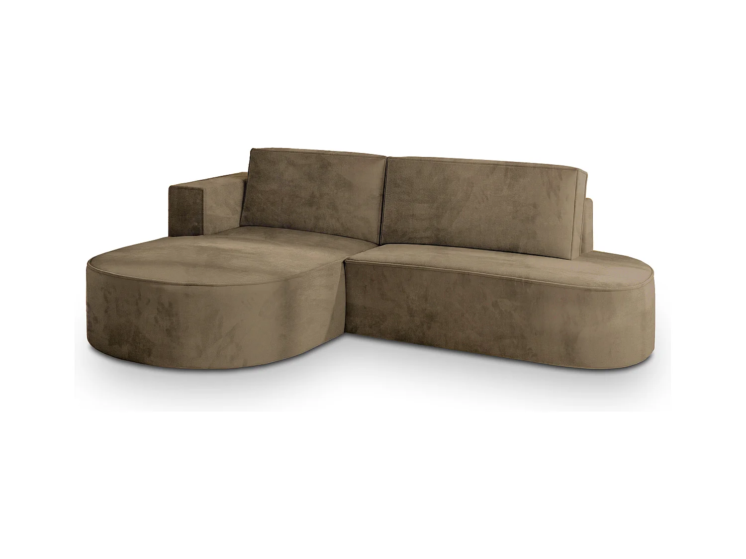 Canapé d'angle CORTIO Beige en velours avec fonction de couchage