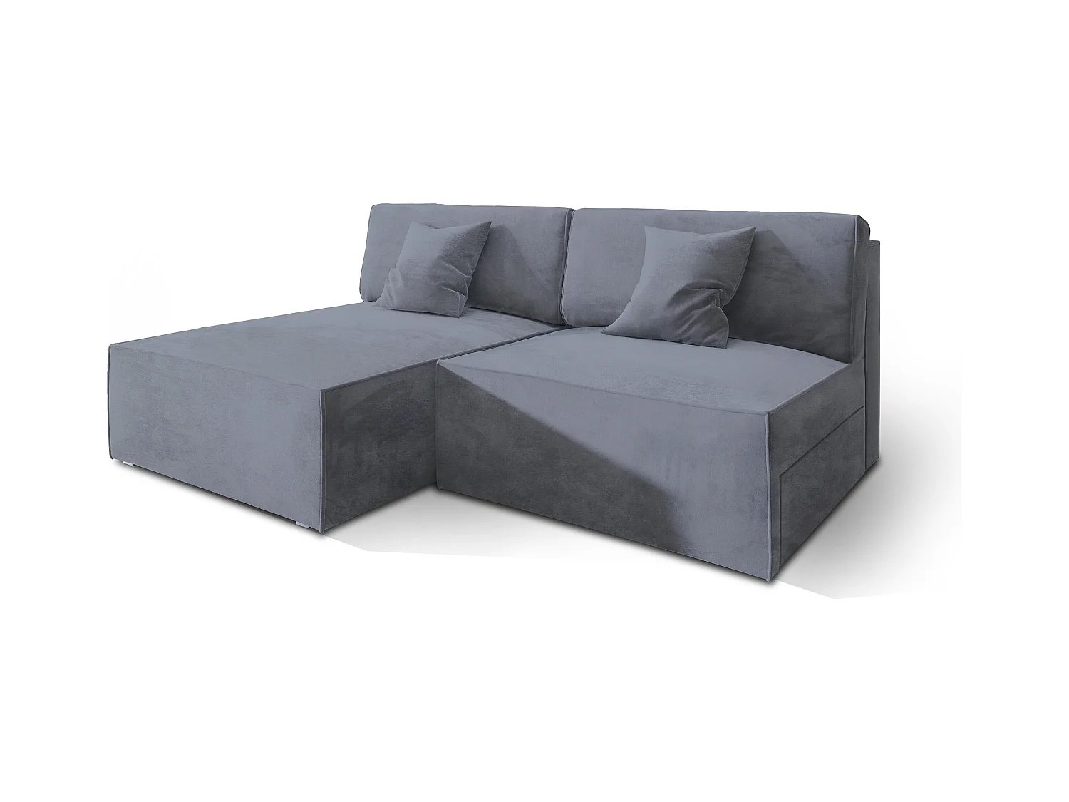 Canapé d'angle FIORO Gris en velours avec fonction de couchage