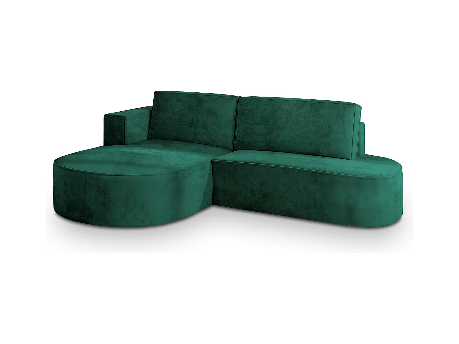 Canapé d'angle CORTIO Vert Sapin en velours avec fonction de couchage