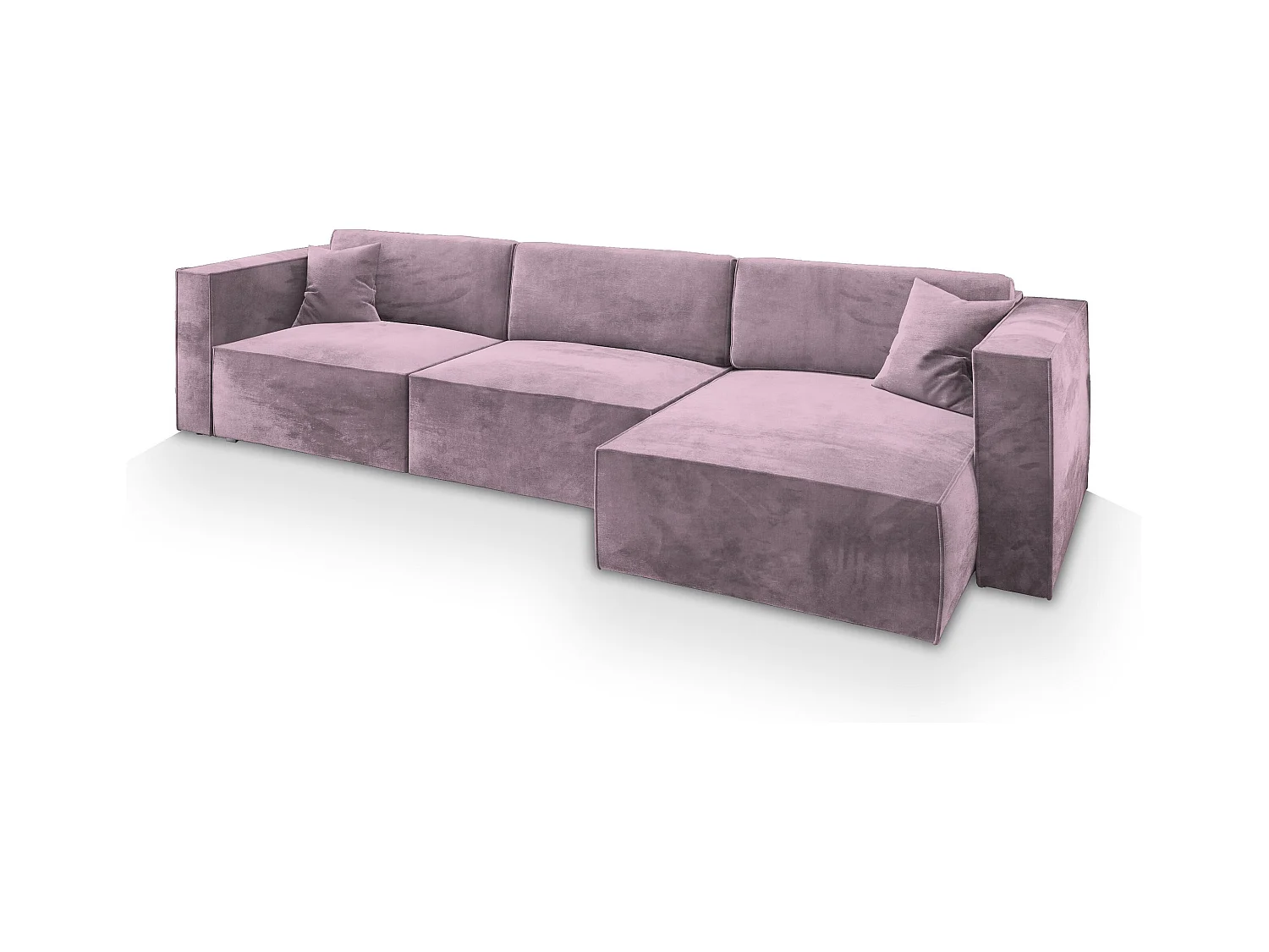 Canapé d'angle TOLMO Parme en velours avec fonction de couchage