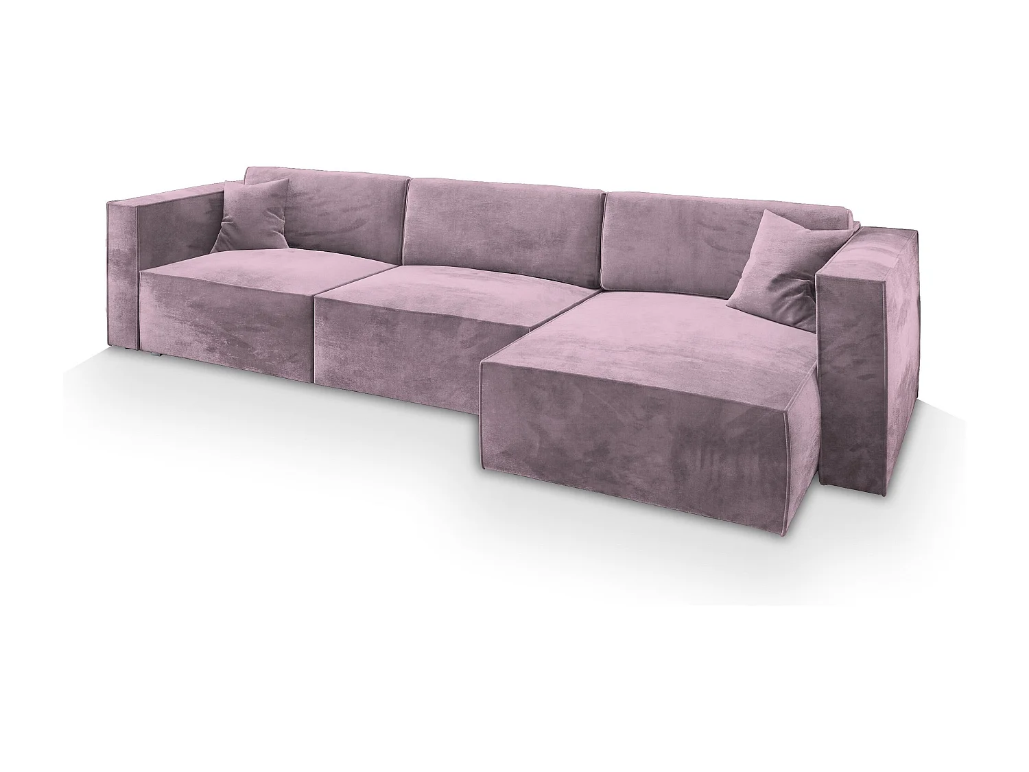 Canapé d'angle TOLMO Parme en velours avec fonction de couchage