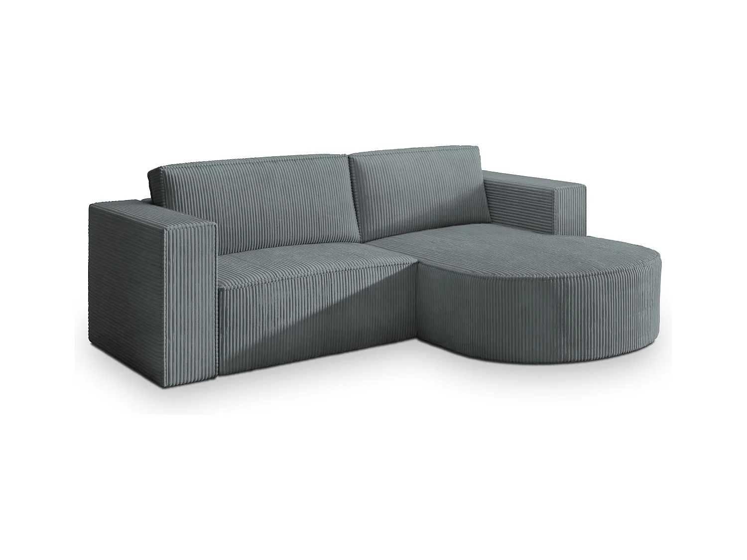 Canapé d'angle SORELA Gris en velours côtelé avec fonction de couchage