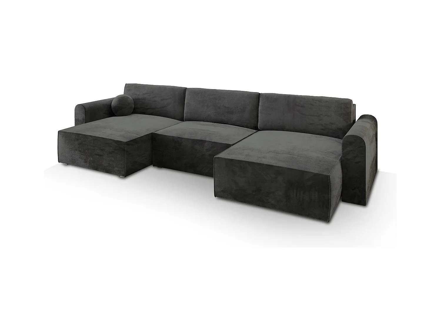 Canapé d'angle FENTO Noir en velours avec fonction de couchage