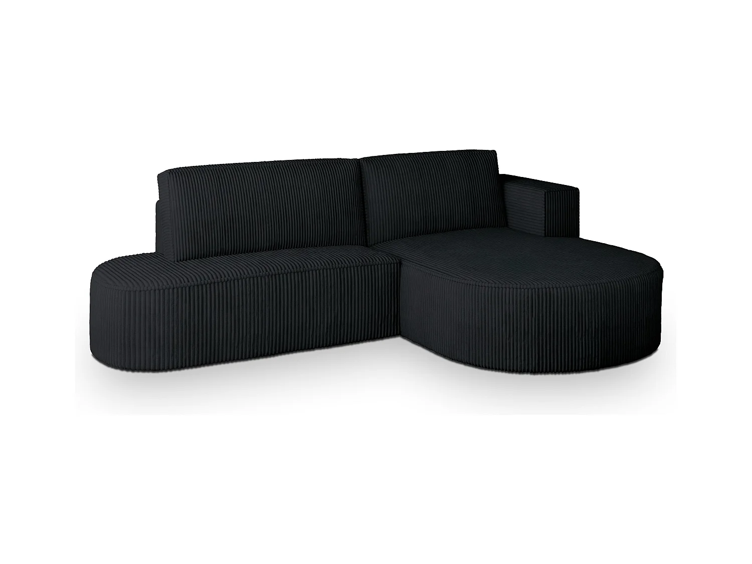 Canapé d'angle CORTIO Noir en velours côtelé avec fonction de couchage