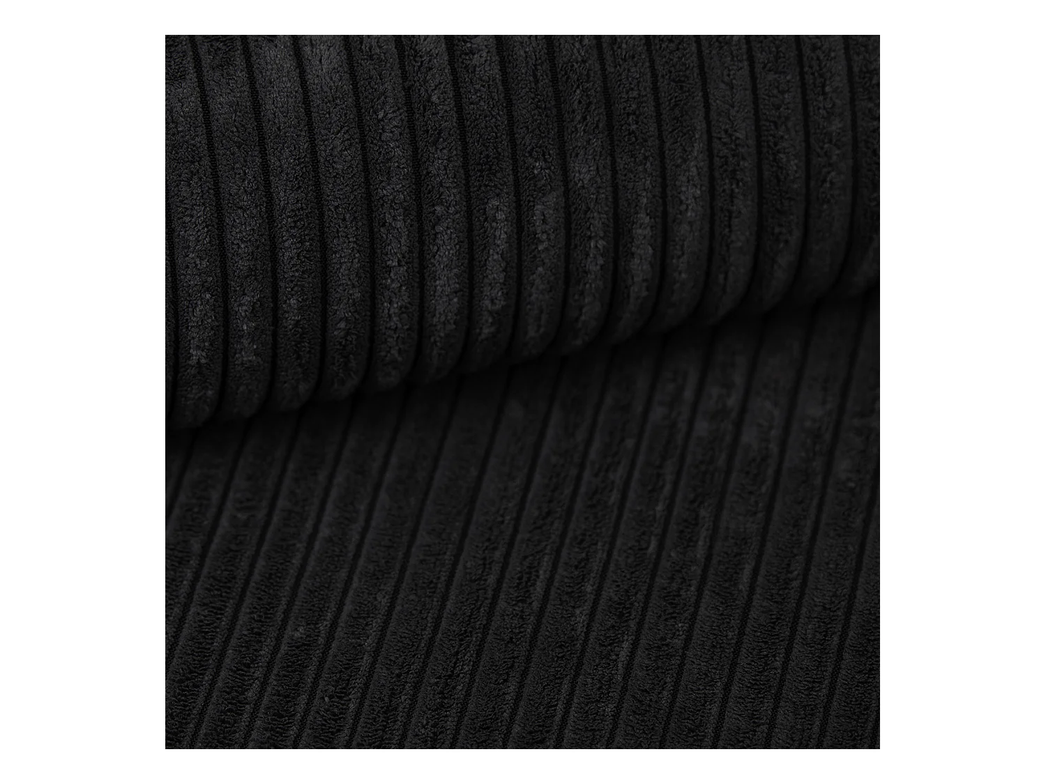 Canapé d'angle CORTIO Noir en velours côtelé avec fonction de couchage