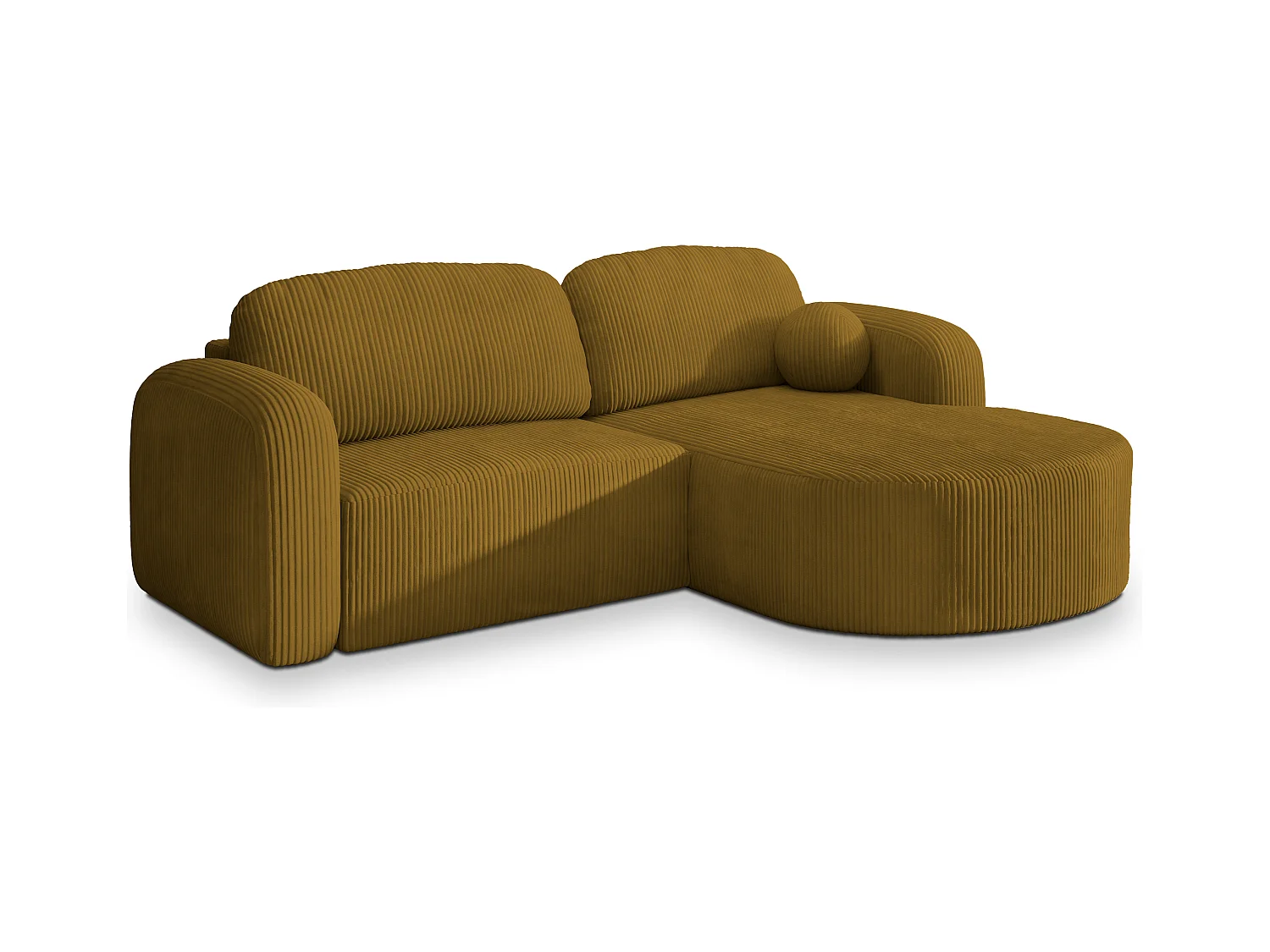 Canapé d'angle AMILIA Jaune en velours côtelé avec fonction de couchage