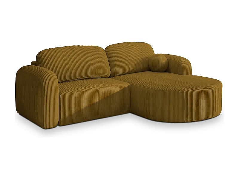 Canapé d'angle AMILIA Jaune en velours côtelé avec fonction de couchage
