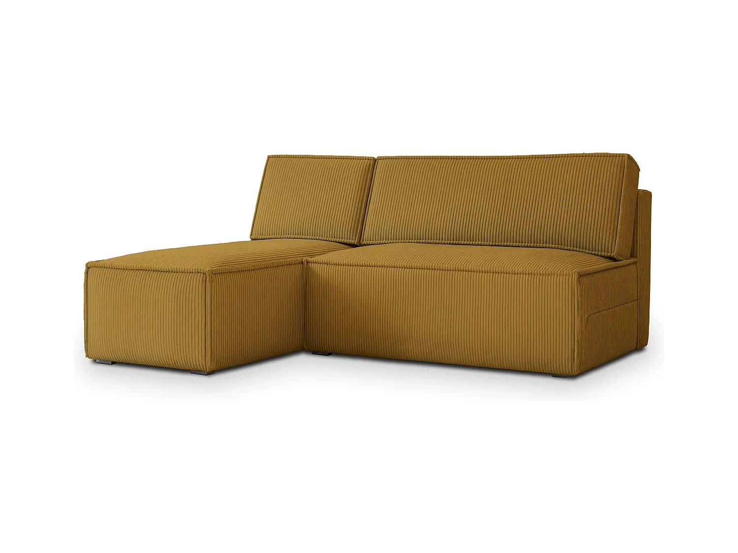 Canapé d'angle BRISO Jaune en velours côtelé avec fonction de couchage