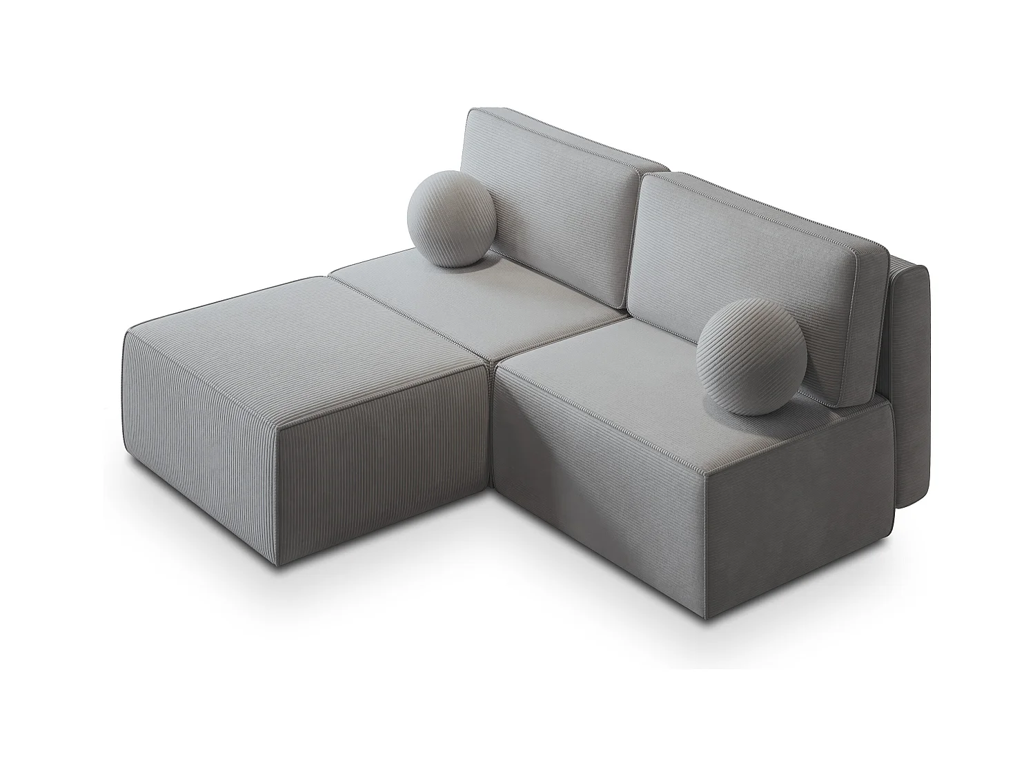 Canapé d'angle VARNA Gris clair en velours côtelé avec fonction de couchage