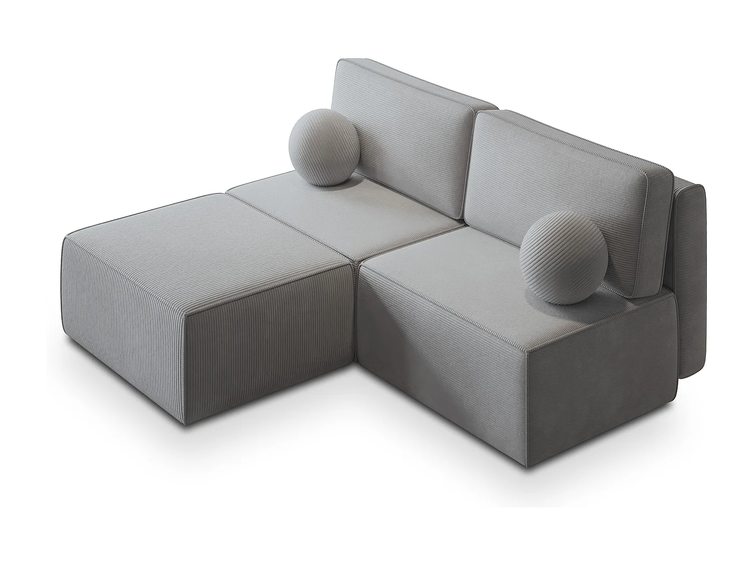 Canapé d'angle VARNA Gris clair en velours côtelé avec fonction de couchage