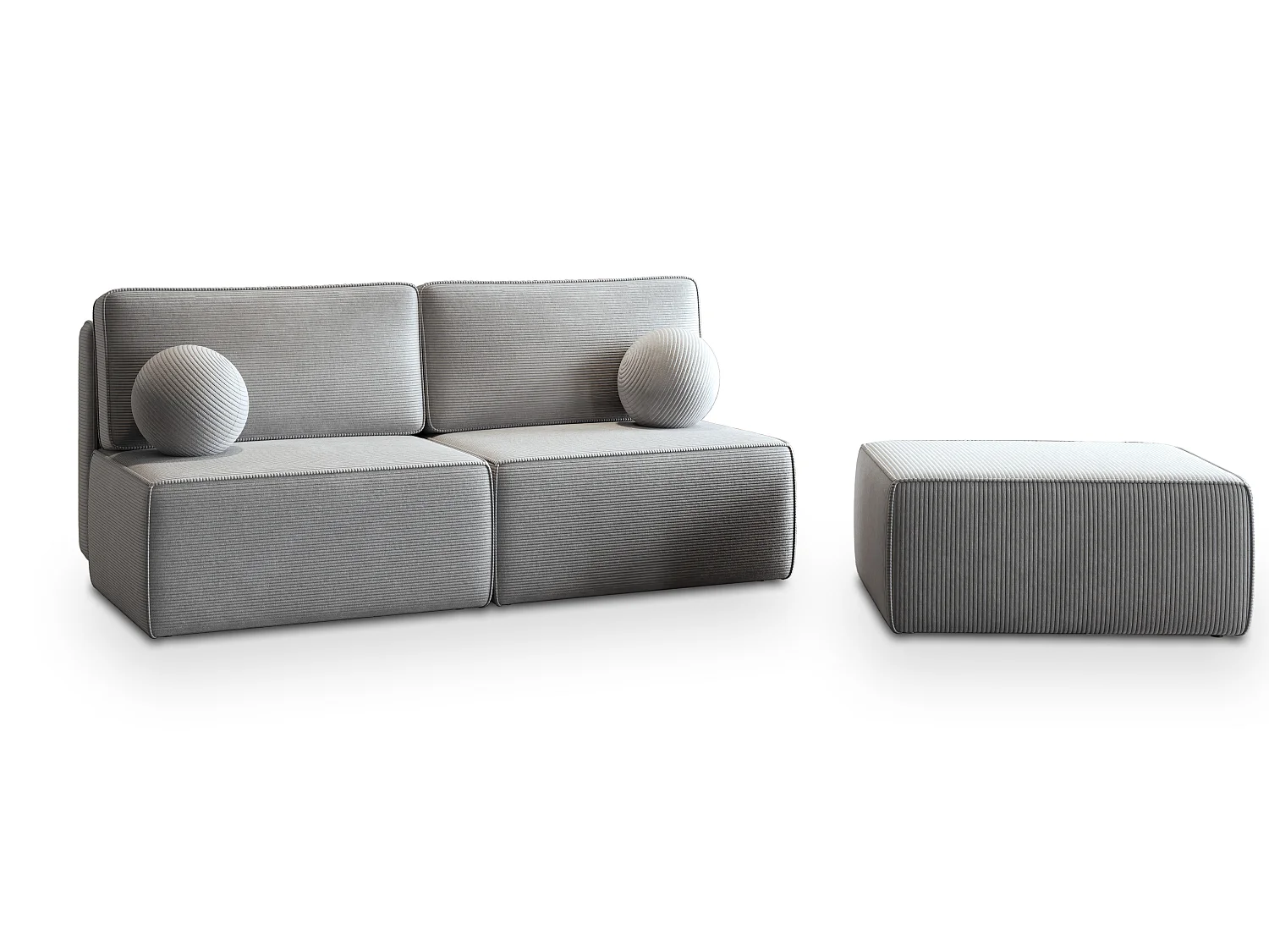 Canapé d'angle VARNA, avec fonction de couchage, velours côtelé Gris clair
