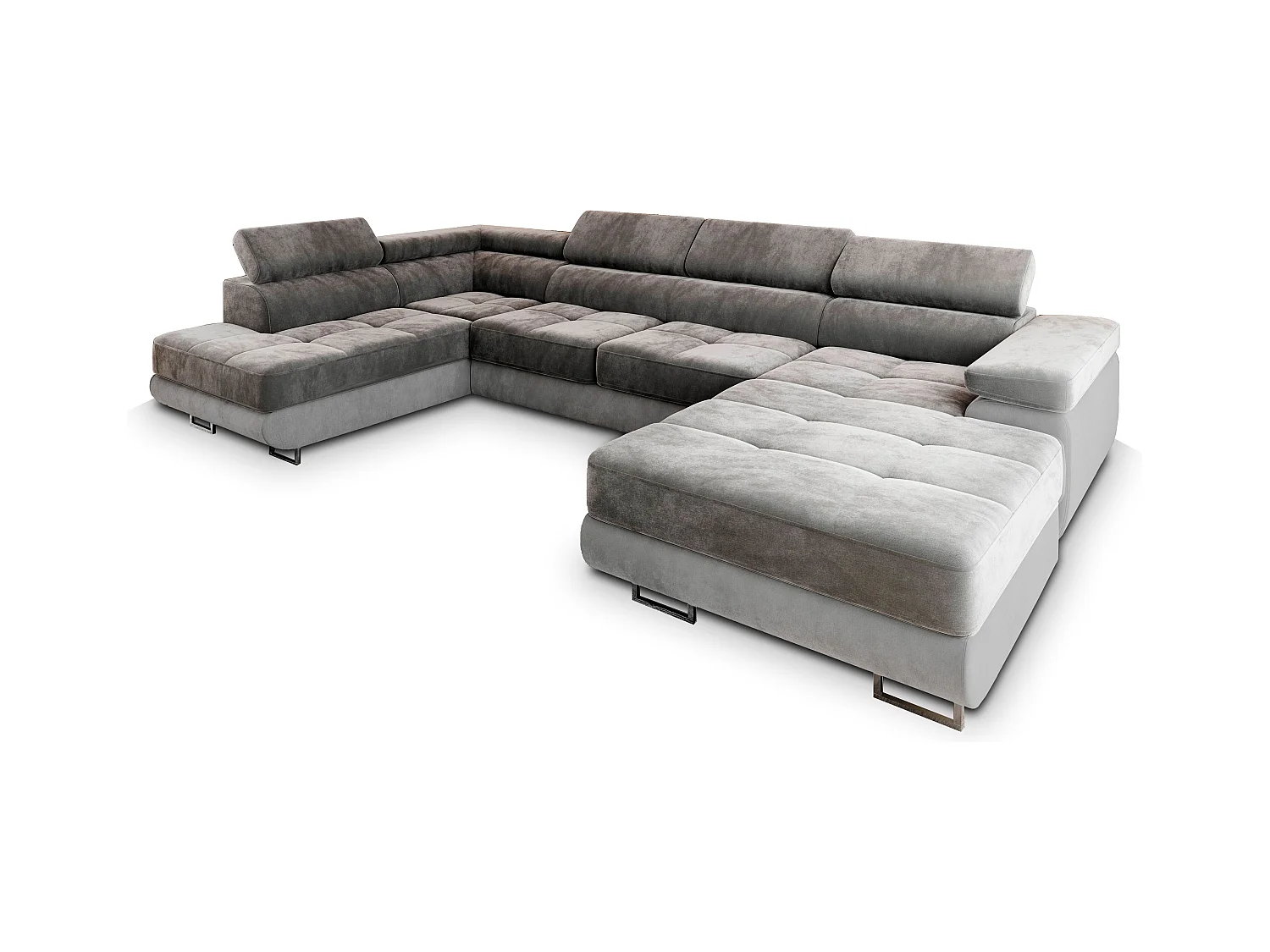 Canapé d'angle CASONE Gris en velours avec fonction de couchage