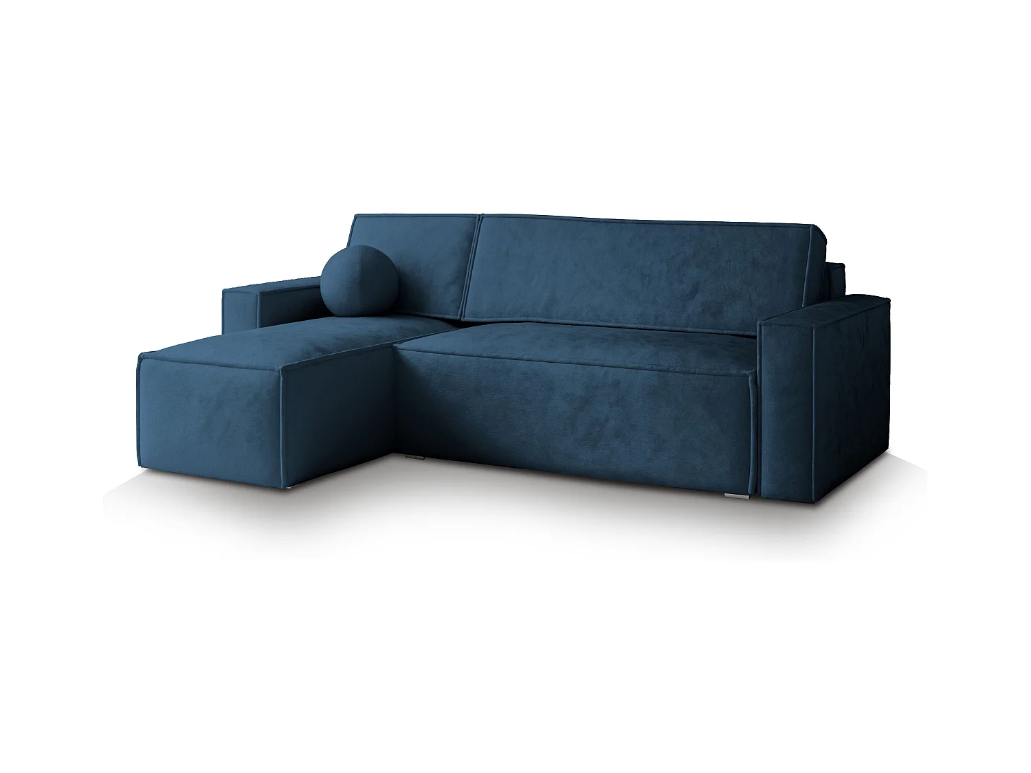 Canapé d'angle RAVELO Bleu en velours avec fonction de couchage