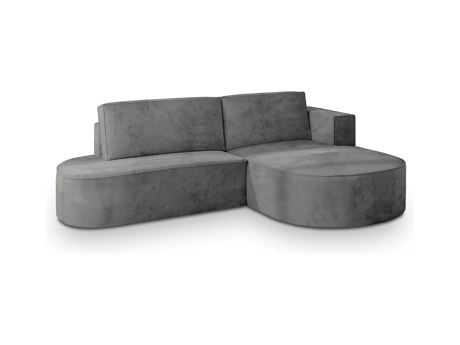 Canapé d'angle CORTIO Gris en velours avec fonction de couchage