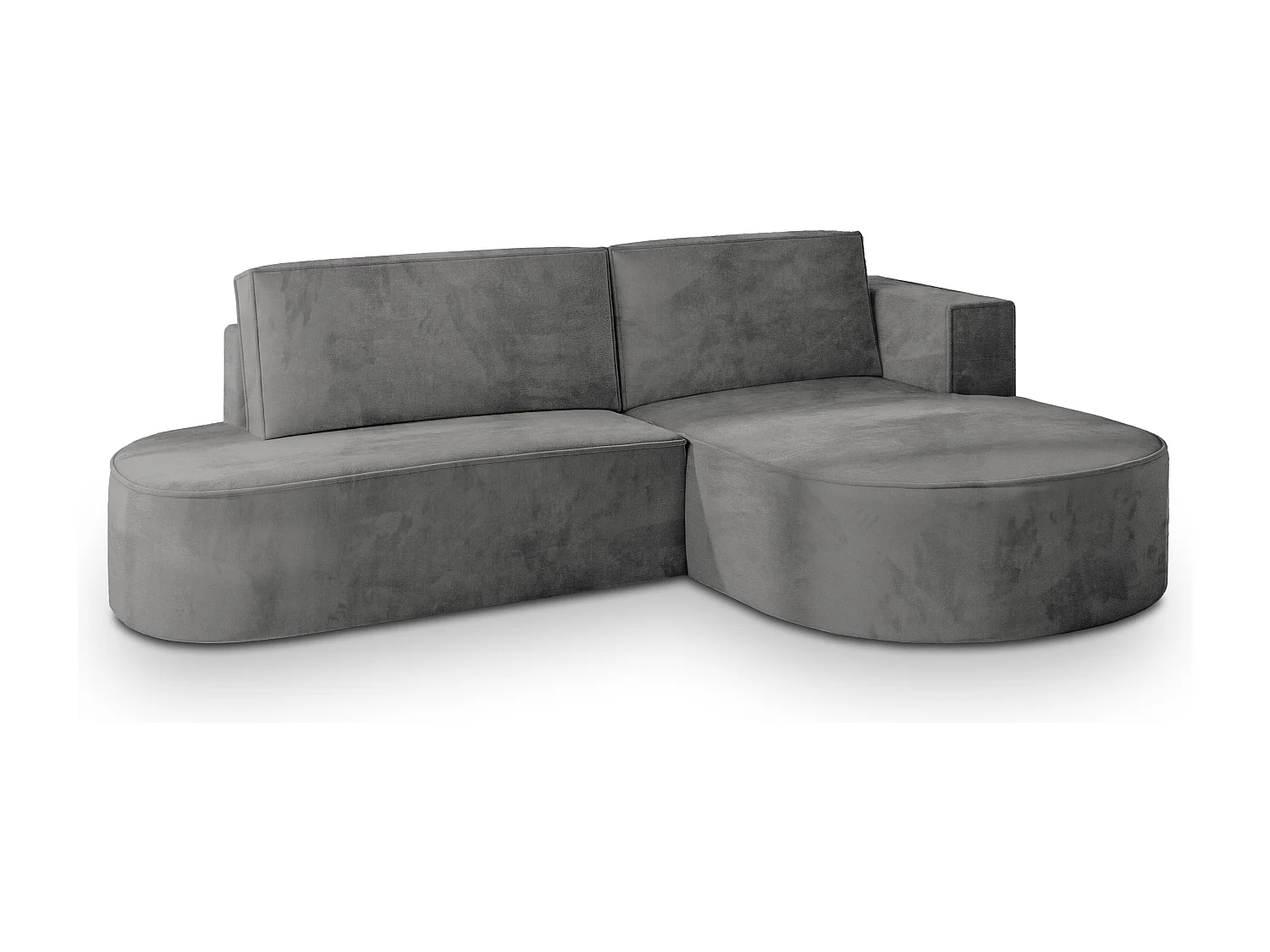 Canapé d'angle CORTIO Gris en velours avec fonction de couchage
